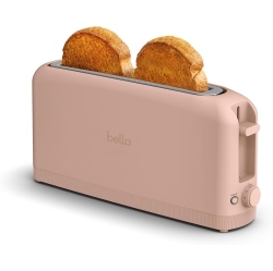 BELLA 2 Slice Slim Toaster, Fits-Anywhere Kitchenware, 6 Setting Shade Control \w Reheat & Cancel Buttons, Fits Sourdough, 10” Long Slot, Anti Jam