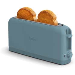 BELLA 2 Slice Slim Toaster, Fits-Anywhere Kitchenware, 6 Setting Shade Control \w Reheat & Cancel Buttons, Fits Sourdough, 10” Long Slot, Anti Jam