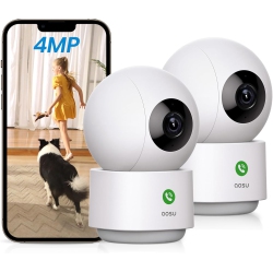 AOSU 4Mp Security Camera Indoor - 2.5K Baby Monitor Pet Camera 360° for Home Security, Wifi Camera \w 5/2.4 Ghz Wi-Fi Router, One-Touch Call, Smart