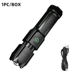 GROWTOCHOICE Powerful 100, 000 Lumens Led Flashlight - Rechargeable, USB 18650, Waterproof, Zoomable for Fishing, Hunting, Camping, And Tactical Use