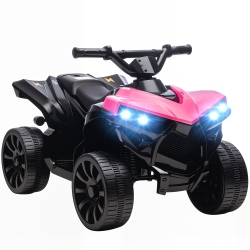 QABA Kids Atv 4 Wheeler, 6V Battery Powered Electric Ride On Car With Music And Led Headlights for Ages 37-72 Months Boys And Girls In Pink