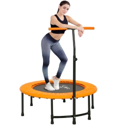 SOOZIER 39" Mini Exercise Trampoline Indoor Fitness Rebounder W/ Adjustable T-Bar In Orange