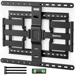 MONTEK Ultra Slim Tv Wall Mount for Most 43-90 Inch Tvs, 1.1" Thin Low Profile, Full Motion Dual Swivel Articulating Tilt 6 Arms, Max Vesa