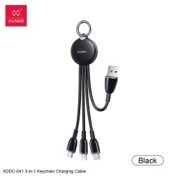 THE WAY One-To-Three Data Cable Keychain Short Cable Suitable for Apple Samsung Huawei Xiaomi C-L Fast Charging Cable - In Black