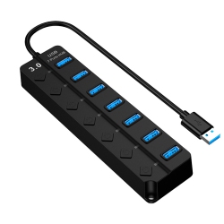 GREEN SCENIC USB Hub, Portable 7-Port USB 3.0 Hub \w Led Single Switch And 5 V Power Connection, USB Splitter 3.0 for Mouse, USB Flash Drive
