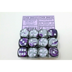 LION RAMPANT Chessex Steel White12 Gemini 16MM Pipped D6 Dice Chx 26632 In Purple