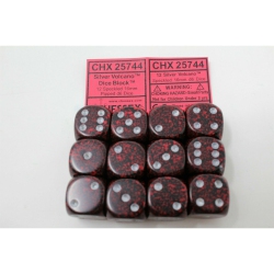 UNIVERSAL Chessex Volcano 12 Speckled 16MM Pipped D6 Dice Chx 25744 In Silver