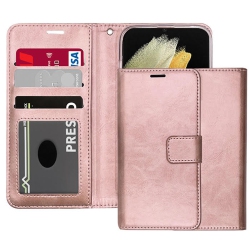 CSMART [Cs] Magnetic Card Slot Leather Folio Wallet Flip Case Cover for Iphone 17 Air, Rose In Gold