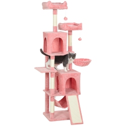 PAWHUT Cat Tree, 70" Multi-Level Cat Tower for Indoor \w 2 Condos, 2 Plush Top Perches, Hammock, Platforms, Toy Balls, Sisal Scratching Posts And