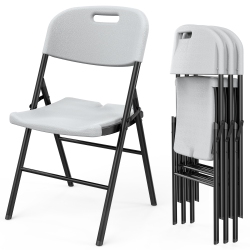 KARL HOME Set Of 4 Commercial Folding Chair Seat Event Set for Outdoor Garden In White