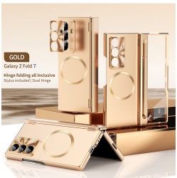 THE WAY Samsung Zfold7 Phone Case With Magnetic Charging Hinge, Foldable Cover, Pen Slot, And Full-Coverage for Fold7 (Champagne Magnetic) In Gold