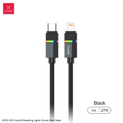 THE WAY Fast-Charging Braided Gaming Data Cable for Huawei And Apple, With Pd Breathing Light - Type C to Lightning In Black