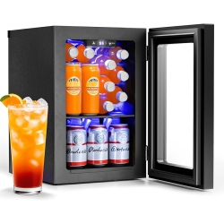 ANTARCTIC STAR 16L Mini Beverage Fridge – 20-Can Wine Cooler, Compact Countertop Drink Refrigerator \w Adjustable Digital Temperature for Home