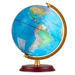 GYMAX 8 Inch Illuminated World Globe Night Light Up Globe Lamp Wooden Stand & HD Map