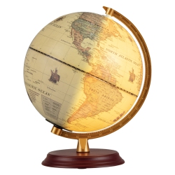 GYMAX 8 Inch Illuminated World Globe Night Light Up Globe Lamp Wooden Stand & HD Map