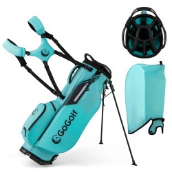GYMAX 8-Way Golf Stand Bag W/ 5 Pockets Lightweight Portable Golf Club Bag Handles
