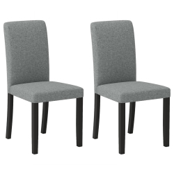 GYMAX Dining Chair Set Of 2 Mid-Century Modern Fabric Upholstered Parson Chairs