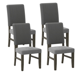 GYMAX Dining Chair Set Of 4 Mid-Century Modern Velvet Fabric Upholstered Chairs