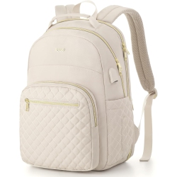 OECECA Girls School Backpack, Cute Backpack for Women With Laptop Compartment, Teen Bookbag for College Travel Work, Mochilas Escolares Para Niñas, Beige