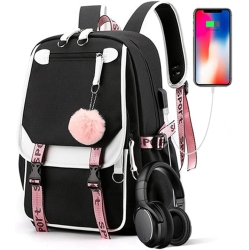 OECECA Kids Backpacks for Teen Girls \w USB Port, Cute Backpack Can Hold 15.6In Notebook, Tablets.girls Backpack Can Be Used As Gift for Students Or