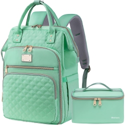 OECECA Lunch Backpack - 15.6 Inch Laptop Backpack for Women, Travel & Work, Lightgreen, L12" W9" H17", Stravel Backpacks Lunch Backpack