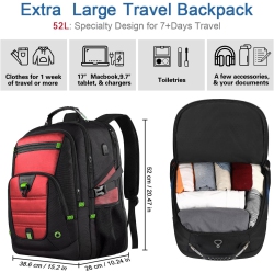OECECA 52L Extra Large Laptop Backpack, Travel Computer Bag \w USB Port, Tsa-Approved Business Rucksack for Men Women, Heavy Duty Backpack Fits 17.3