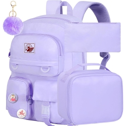 OECECA 3PCs Laptop Backpack for Girls Women, 15.6 Cute Aesthetic Computer Water Resistant Anti Theft College School Bookbag \w Lunch Box for Teens