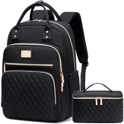 OECECA Lunch Backpack for Women, 15.6 Inch Laptop Backpack Travel Backpack for Women, Work Backpack, Teacher Nurse Backpack, Black, Large, Casual