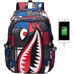 OECECA Boys' Backpack School Backpack, Stylish Backpack With USB Port.laptop Backpack Can Hold 15.6In Notebook (Red)