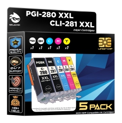 NINJA INK ® Compatible \w Canon 280 281 Pgi-280Xxl Cli-281Xxl High Yield - Canon Pixma Tr7520 Tr7620 Tr8520 Tr8620 Ts6120 Ts6220 Ts6320 Ts702 Ts8120