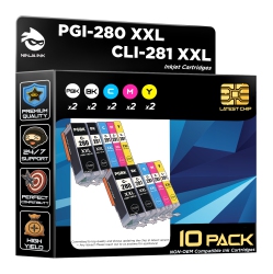 NINJA INK ® Compatible \w Canon 280 281 Pgi-280Xxl Cli-281Xxl High Yield - Canon Pixma Tr7520 Tr7620 Tr8520 Tr8620 Ts6120 Ts6220 Ts6320 Ts702 Ts8120