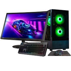 GIGATECH GAMING Titan 3 Gaming PC Desktop Monitor Bundle - Amd Ryzen 5 5500 4.2Ghz 6-Core, Nvidia Rtx 5060 Gpu, 16GB Ddr4 3200Mhz, 512GB SSD + 8Tb