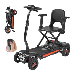 VEVOR 265Lbs 4-Wheel Electric Mobility Scooter for Adults & Seniors, Integrated Automatic Folding Mobility Scooter \w Remote Control, Nfc Keys &