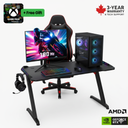 CANADA GAMING 6-In-1 Essential Gaming Bundle – Geforce Rtx 5060 Ti 16GB 180Hz Monitor, Mouse, Keyboard, Desk, Chair, Headset | Intel Core I5-14400F