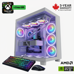 CANADA GAMING Supreme Pro Gaming PC – Nvidia Geforce Rtx 5080 | Amd Ryzen 9 9950X3D | 64 GB Ddr5-5600 | 2 Tb SSD | Wi‑Fi | Xbox Game Pass - In White