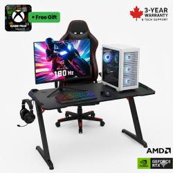 CANADA GAMING 6-In-1 Essential Pro Gaming Bundle – Geforce Rtx 5060 Ti 16GB 180Hz Monitor, Mouse, Keyboard, Desk, Chair, Headset | Amd Ryzen 7