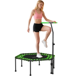SOOZIER 45" Rebounder Trampoline for Adults, Mini Fitness Trampoline Bungee Rebounder \w 3-Level Adjustable Handle, Indoor Outdoor Jumping Cardio