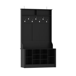 FAMAPY Modern 39.4" Hall Tree \w Storage Bench, 7 Metal Hooks, Entryway Organizer \w Coat Rack And Upper Compartments (39.4" W X 15.7" D X 68.5" H)