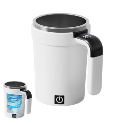 MYACUC 380Ml Automatic Magnetic Stirring Mug With Straw & Lid Stainless Steel Waterproof USB Electric Mixing Coffee Mug