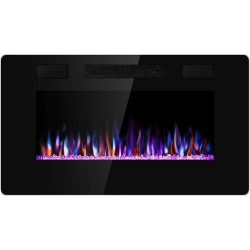 ANTARCTIC STAR 50" Electric Fireplace Insert, Wall Mounted/recessed Slim Heater \w Timer, 3D Flame, Remote & Touch Controls, Adjustable Colors