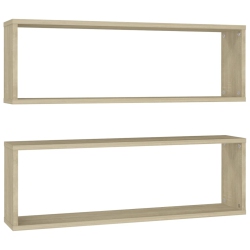 VIDAXL Wall Cube Shelf 2 PCs Sonoma Oak 80X15X26.5 Cm Engineered Wood