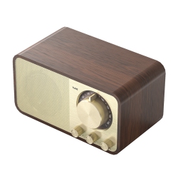 GREEN SCENIC Portable Bluetooth Speaker, Digital Radio, Retro Fm Radio, Rechargeable Music Player (Supports Fm/tf Card/aux Playback), Wood Grain