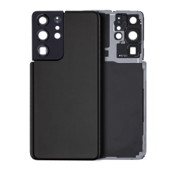 MS TECH Back Cover Glass With Camera Lens Compatible for Samsung Galaxy S21 Ultra (No Logo) (Aftermarket Plus) (Phantom Black)