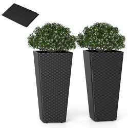 COSTWAY 30" Tall Flower Pot Set Of 2 Modern Decorative Planter Pots With Open-Ended Base
