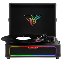 Victrola Journey Glow Illuminated Suitcase Belt Drive Bluetooth Record Player