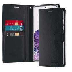 GOOSPERY Topsave Bluemoon Card Slot W/magnetic Clip Leather Folio Wallet Flip for Iphone 17 Pro Max 6.9-Inch In Navy Blue