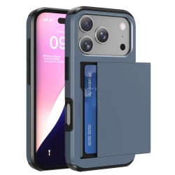 HLD Wallet Case Compatible \w Iphone 17 Pro 6.3 Inch 2025, 2-Card Holder Phone Case for Iphone 17 Pro, Shockproof Rubber Cover & PC Protective Bumper