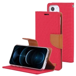 GOOSPERY Topsave Canvas Card Holder Fabric Folio Wallet Flip Case for Iphone Air 6.5-Inch In Red