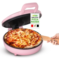 NUTRICHEF 1500W Countertop Pizza Maker – 12" Non-Stick Electric Cooker for Pizzas, Eggs, Toast & More – Adjustable Temp 175-400°F, Compact Design