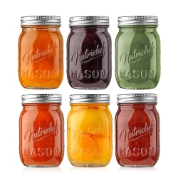 NUTRICHEF Mason Jars \w Lids - 16OZ Diy Magnetic Spice Jar Glass Container W/airtight Lid And Band - Ideal for Meal Prep, Overnight Oats, Jelly, Jam